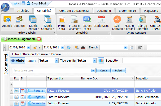 gestionale di contabilità, prima nota, estratti conto, scadenziario
